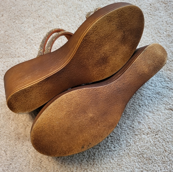 Fabio Maggenti Wedge Sandal Rose Gold sequin size 8 - Picture 4 of 5